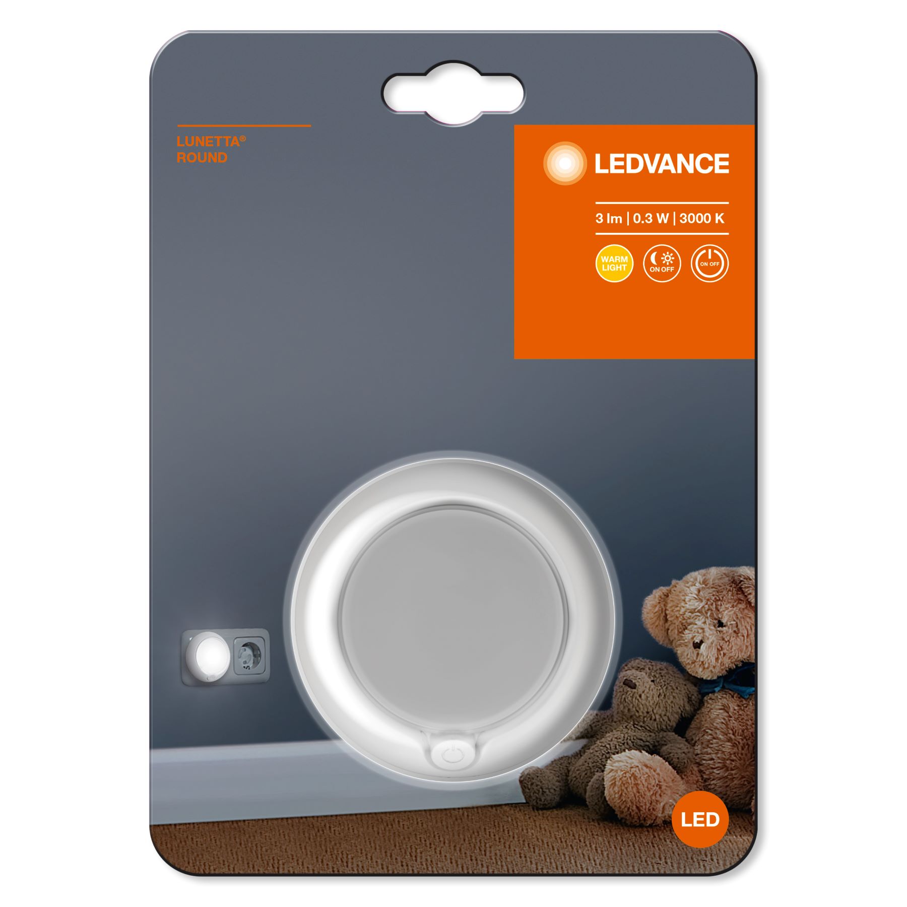 Світильник Ledvance Led 0.3Вт 3000К сутінковий датчик білий Lunetta (4058075266827)