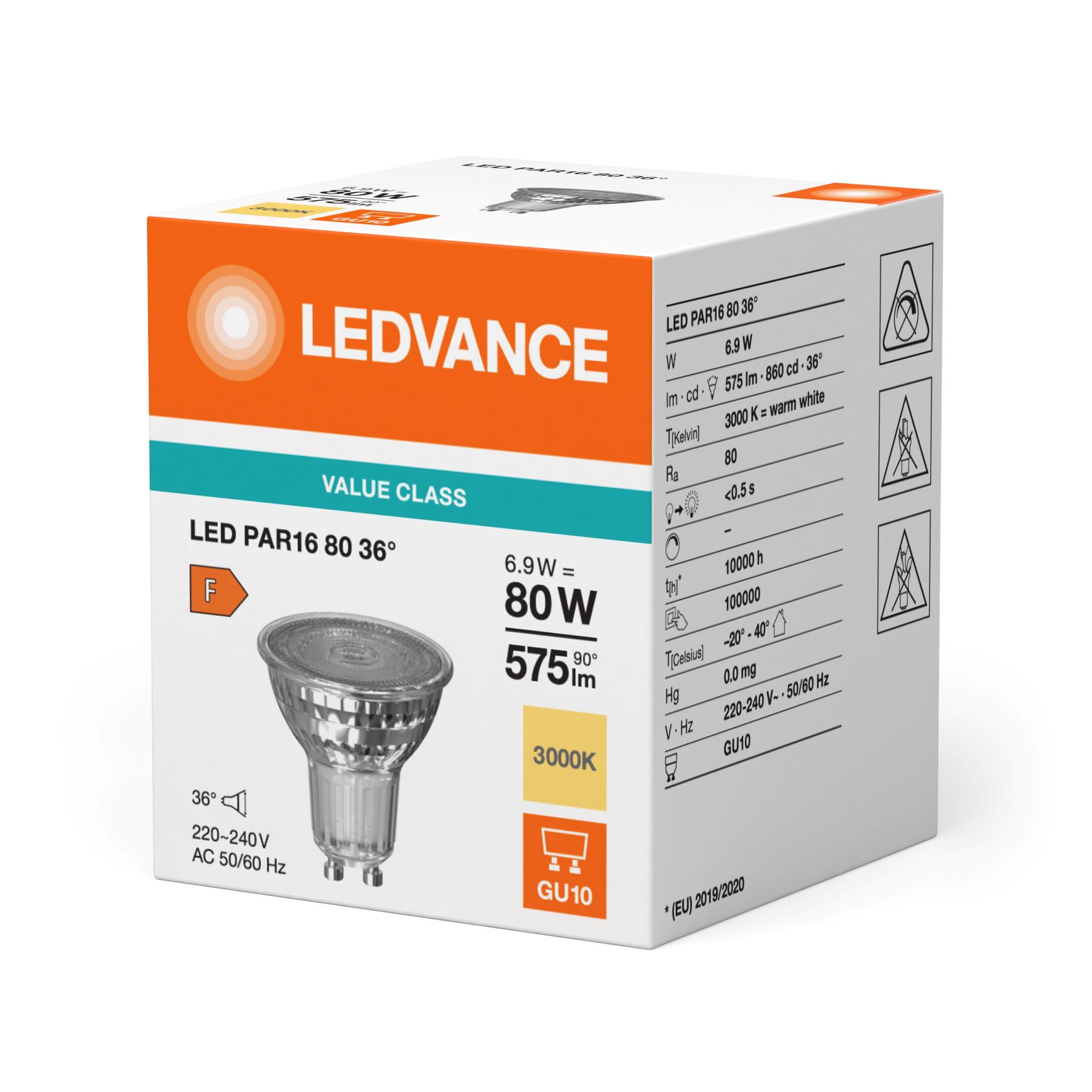 Лампа LEDVANCE LED GU10 6.9Вт 3000К PAR16