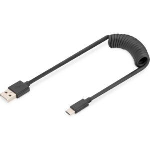 Кабель DIGITUS USB-А 2.0 (AM/CM) spiral 0.32-1.0m black (AK-300430-006-S)