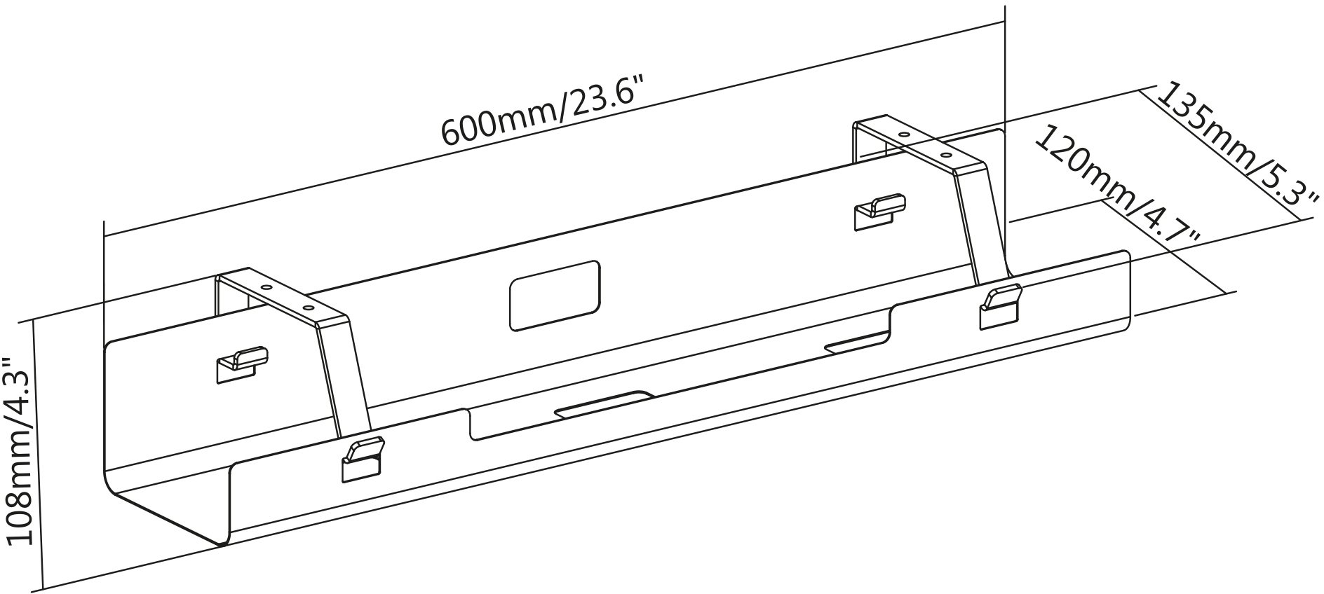 Органайзер кабелю DIGITUS Cable Management Tray, Under-desk black