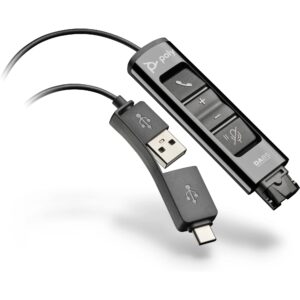 Перехідник Poly DA85 USB > QD з вбудованим пультом керування для гарнітур EncorePro, USB-A, USB-C, чорний