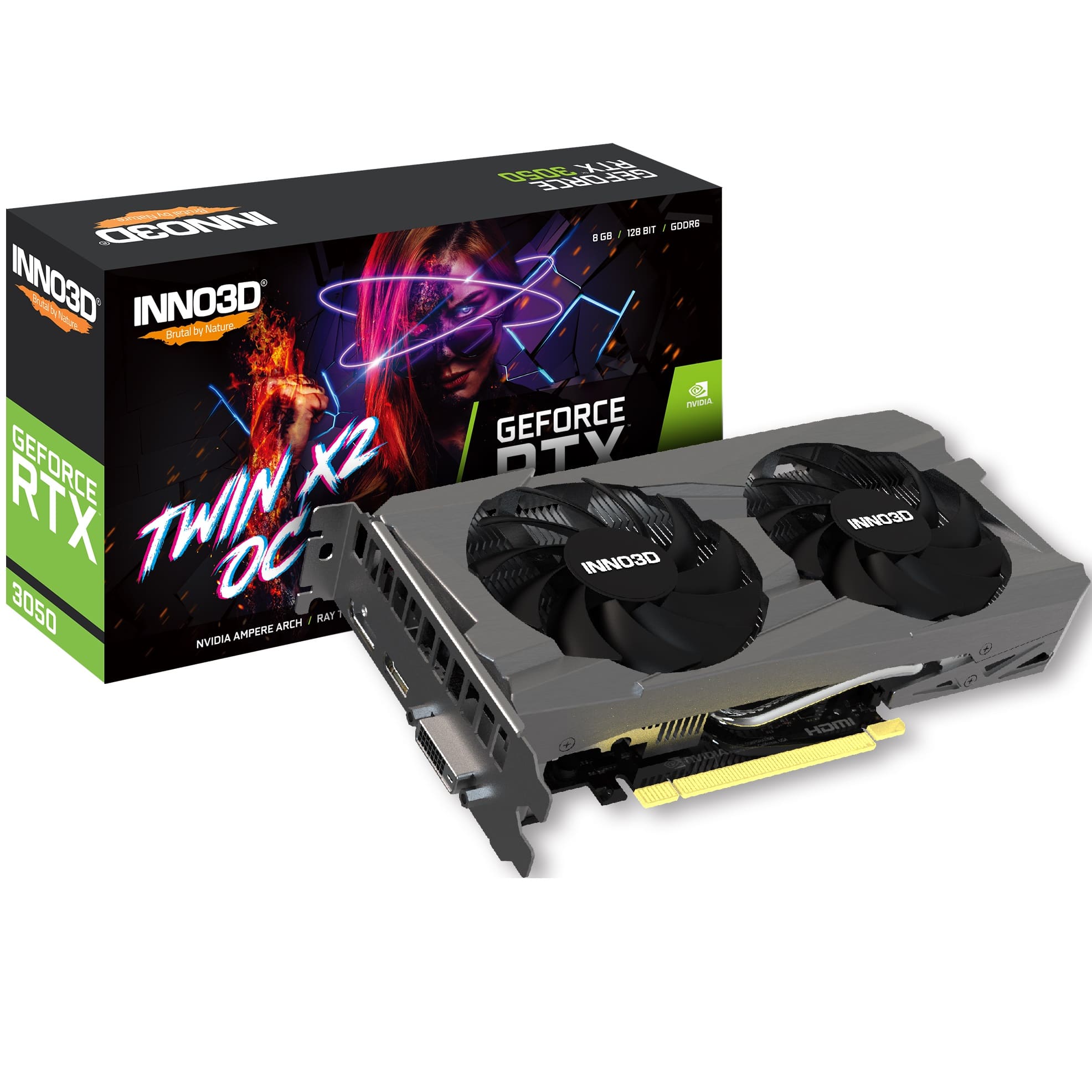 Видеокарта INNO3D GeForce RTX 3050 8GB GDDR6 Twin X2 OC V2 (N30502-08D6X-1711VA41)