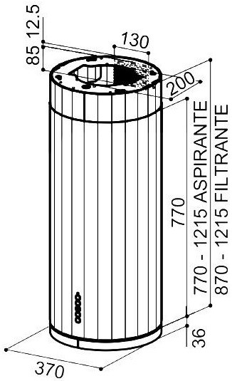 Витяжка Faber острівна, 37см, 1169м.куб/год, Corinthia Isola Ev8+ Wh Matt/Ts A37, білий матовий