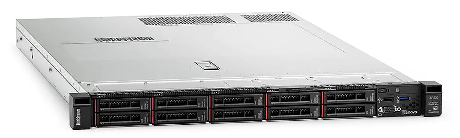 Сервер Lenovo SR630, 4210R, 2.4GHz/10-core/1P, 32GB 2933MHz DDR4, 8 SFF, RAID 9350-8i 2GB, 2xLP G3 x8 and x16, no NIC, 750W Tita