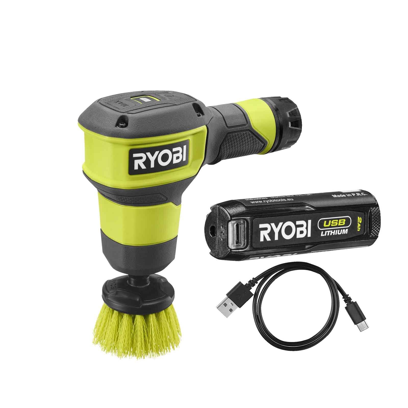 Щітка Ryobi RSCR4-120G акумуляторна 4В USB Lithium, акб 1х2Аг, d 5см, 300об/хв, IPX7, 0.55кг