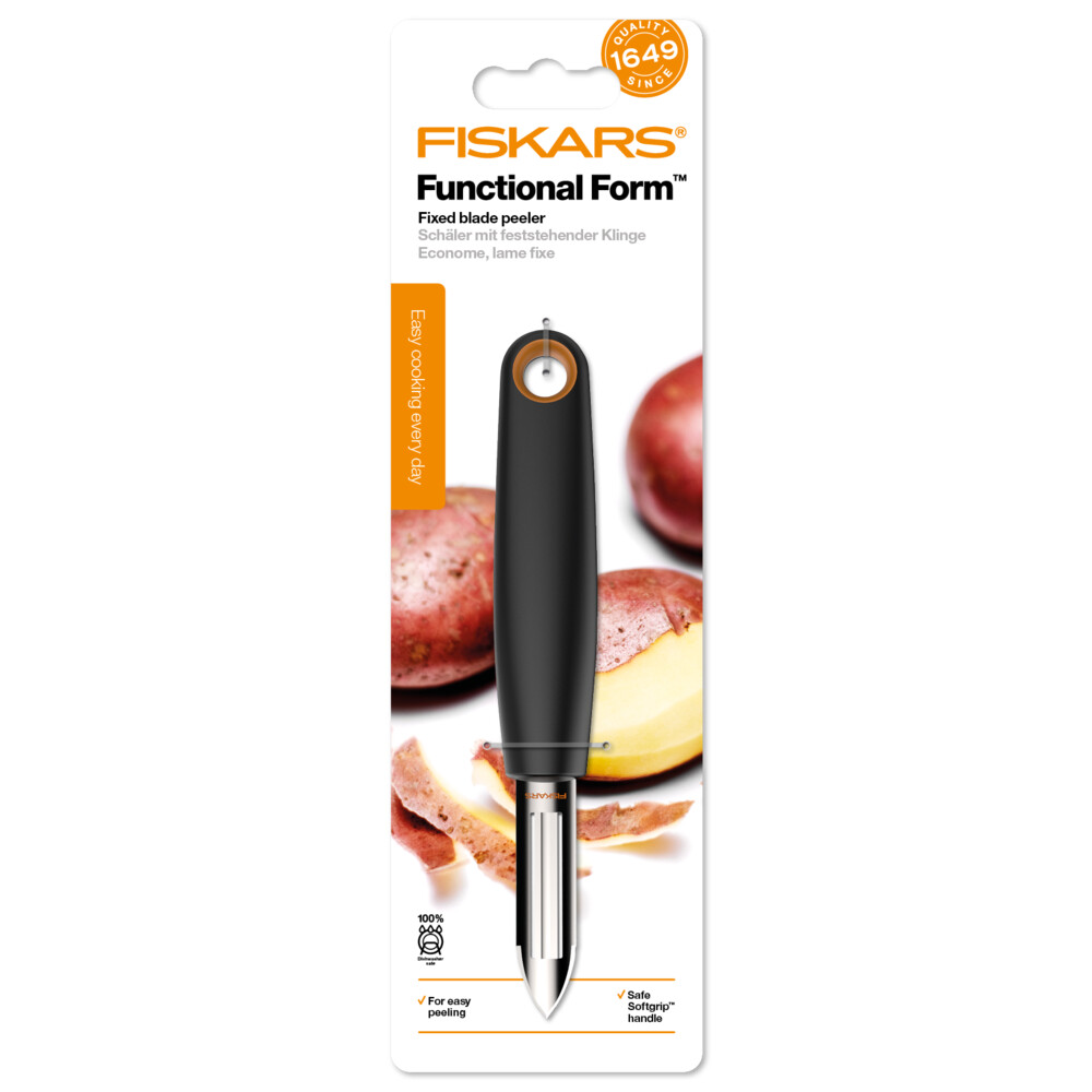 Овочечистка вертикальна Fiskars Functional Form, 26.7см, нержавіюча сталь, пластик, чорний