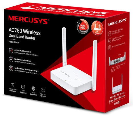 Маршрутизатор MERCUSYS MR20 AC750, 2xFE LAN, 1xFE WAN