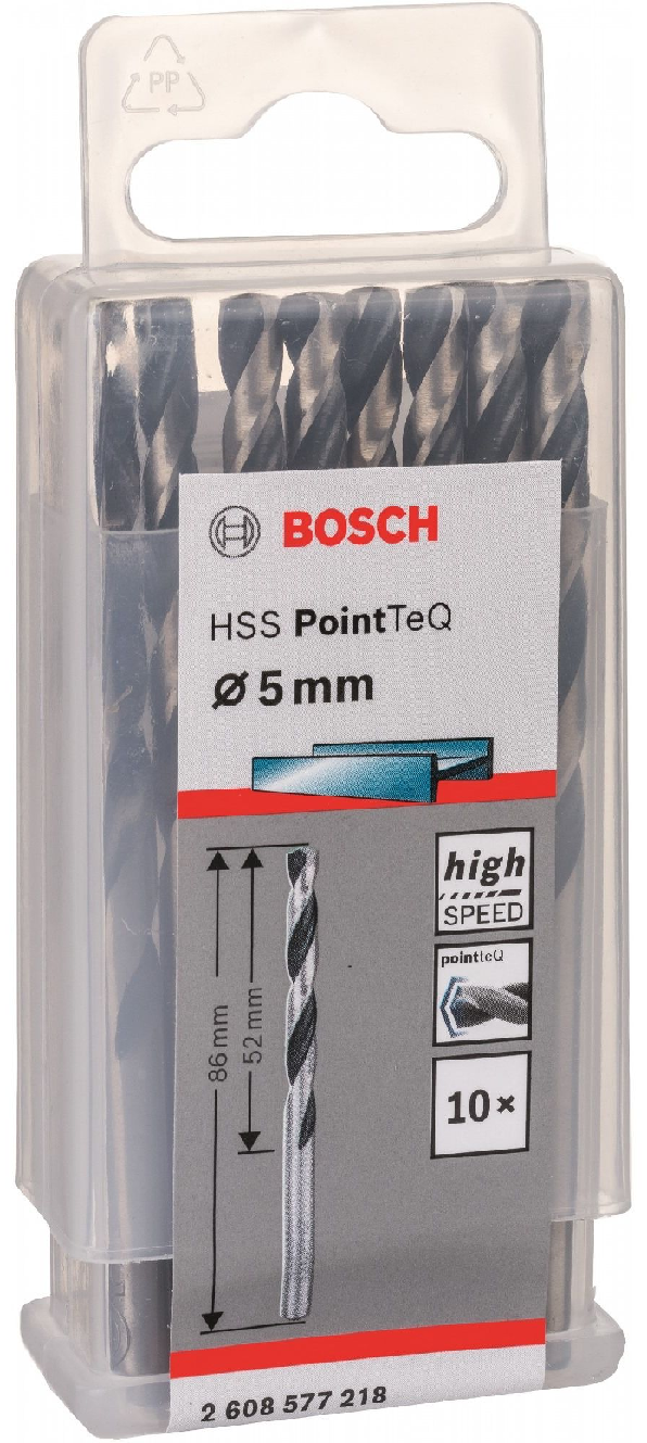 Сверло для металла Bosch HSS-PointTeQ, 5х52х86мм, 10шт (2.608.577.218)