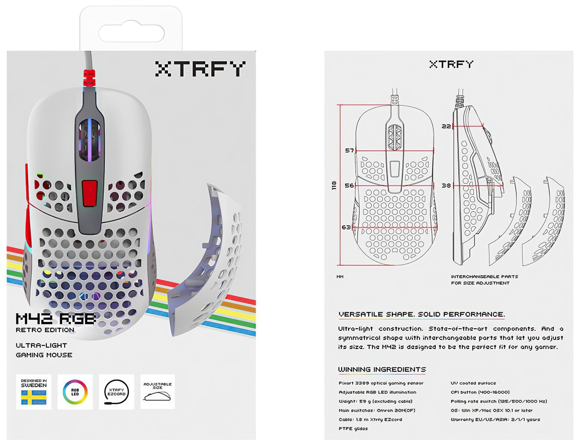 Игровая мышь Xtrfy M42 RGB, Retro (XG-M42-RGB-RETRO)