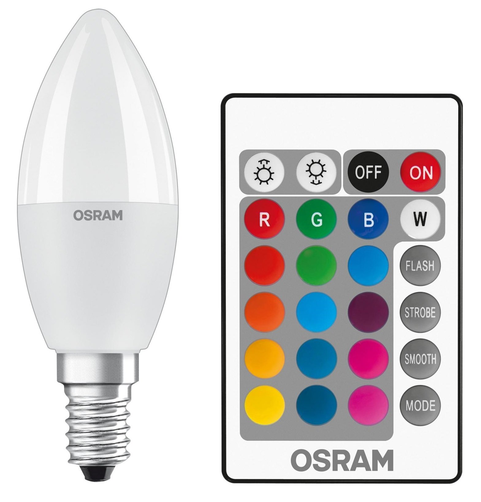 Лампа світлодіодна Osram Led E14 4.5W 2700К+RGB 470Lm В40 + пульт ДК (4058075430853)