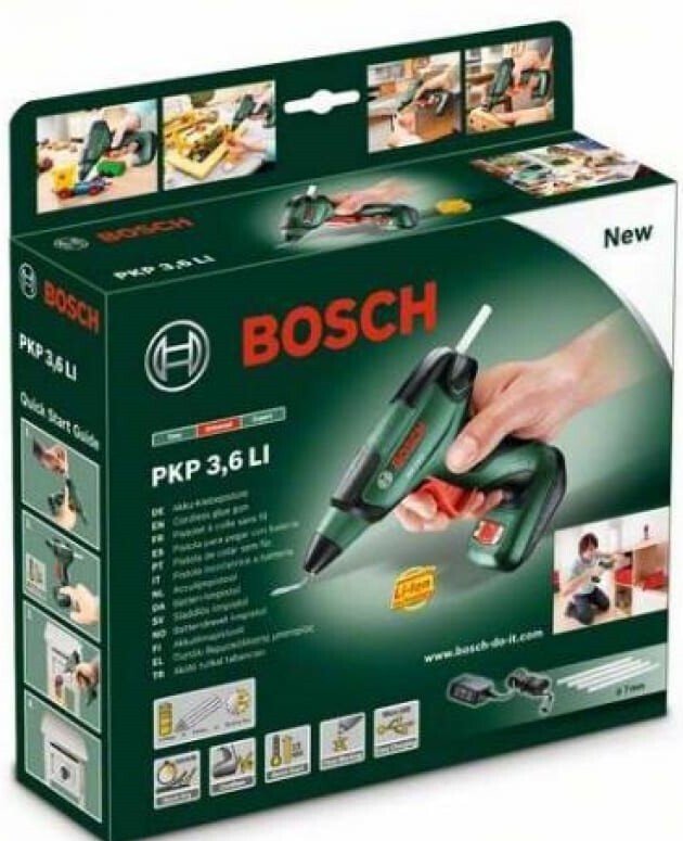 Пістолет клейовий Bosch PKP 3,6 LI, 3.6В, стрижень 7х150мм, 0.3кг (0603264620)