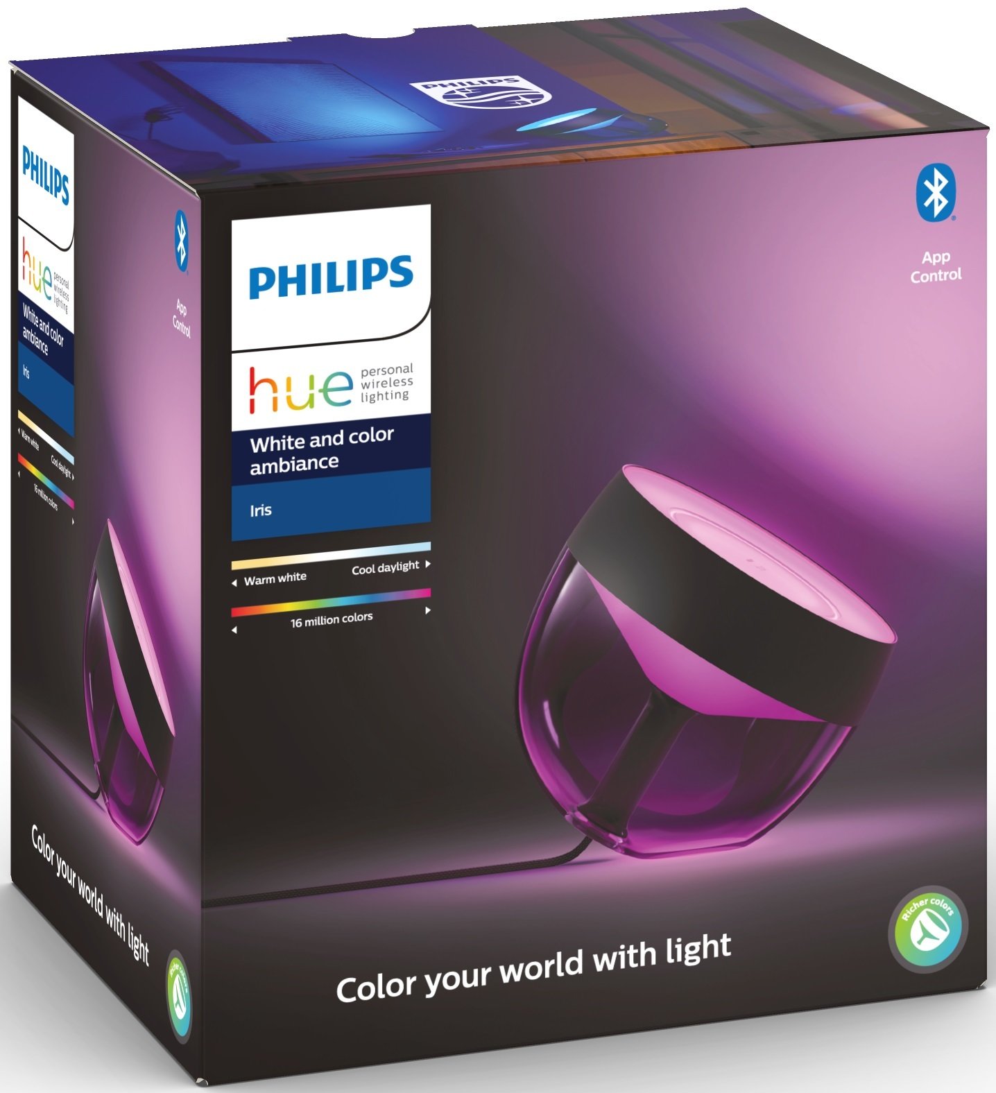 Настільний світильник Philips Hue Iris, 2000K-6500K, Color, Bluetooth, димований, чорний