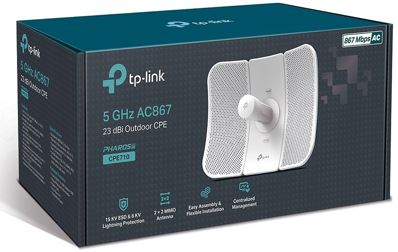 Точка доступа TP-LINK CPE710 AC867 1xGE LAN, 23 дБи наруж. passive PoE (CPE710)