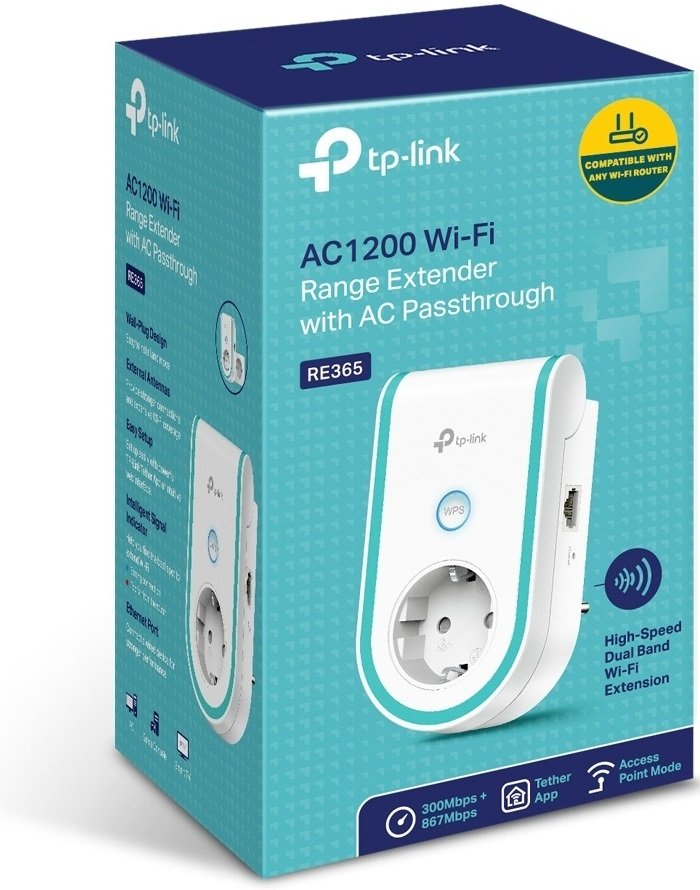 Повторювач Wi-Fi сигналу TP-LINK RE365 AC1200 1хFE LAN розетка