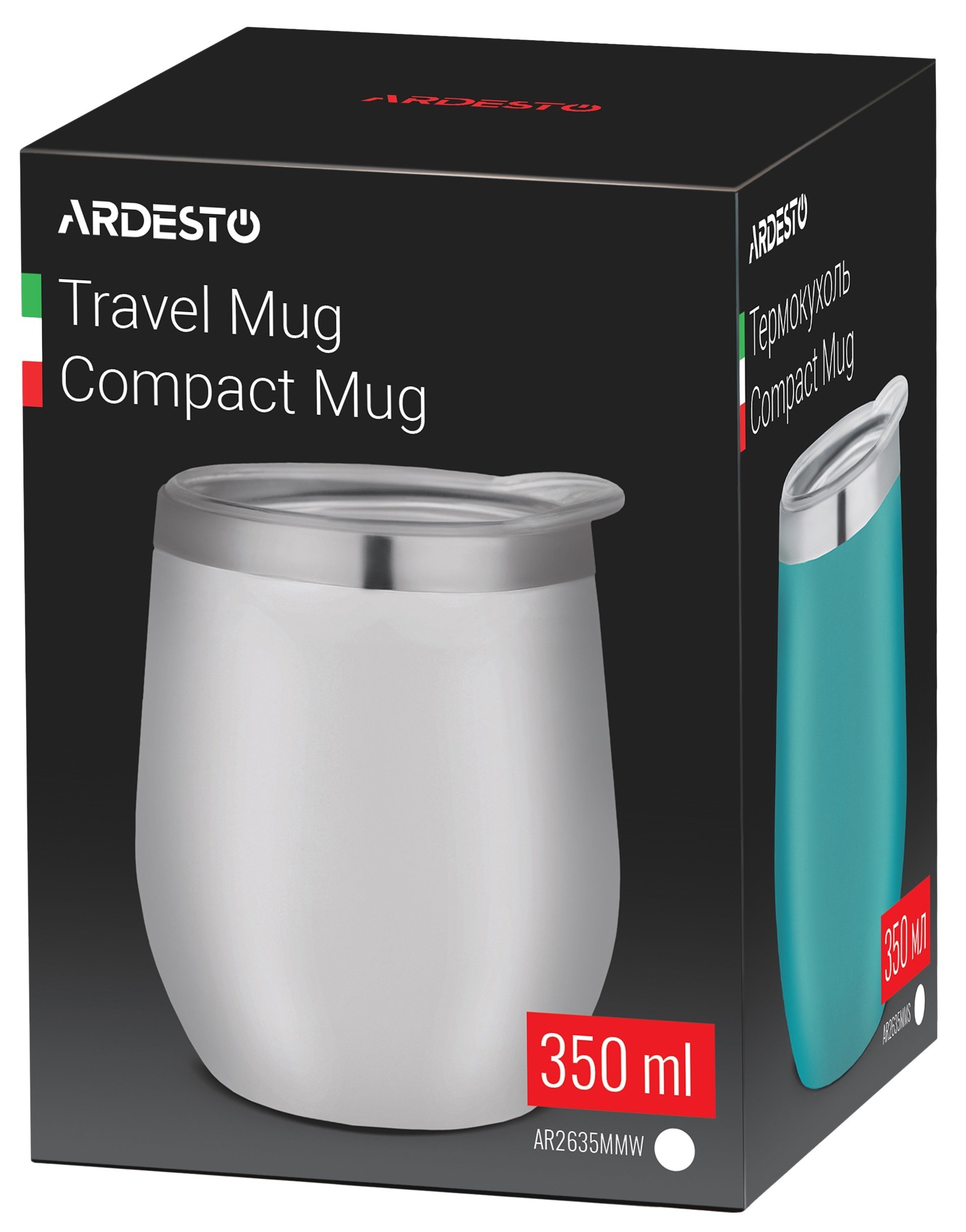 Термочашка Ardesto Compact Mug 350 мл, White (AR2635MMW)