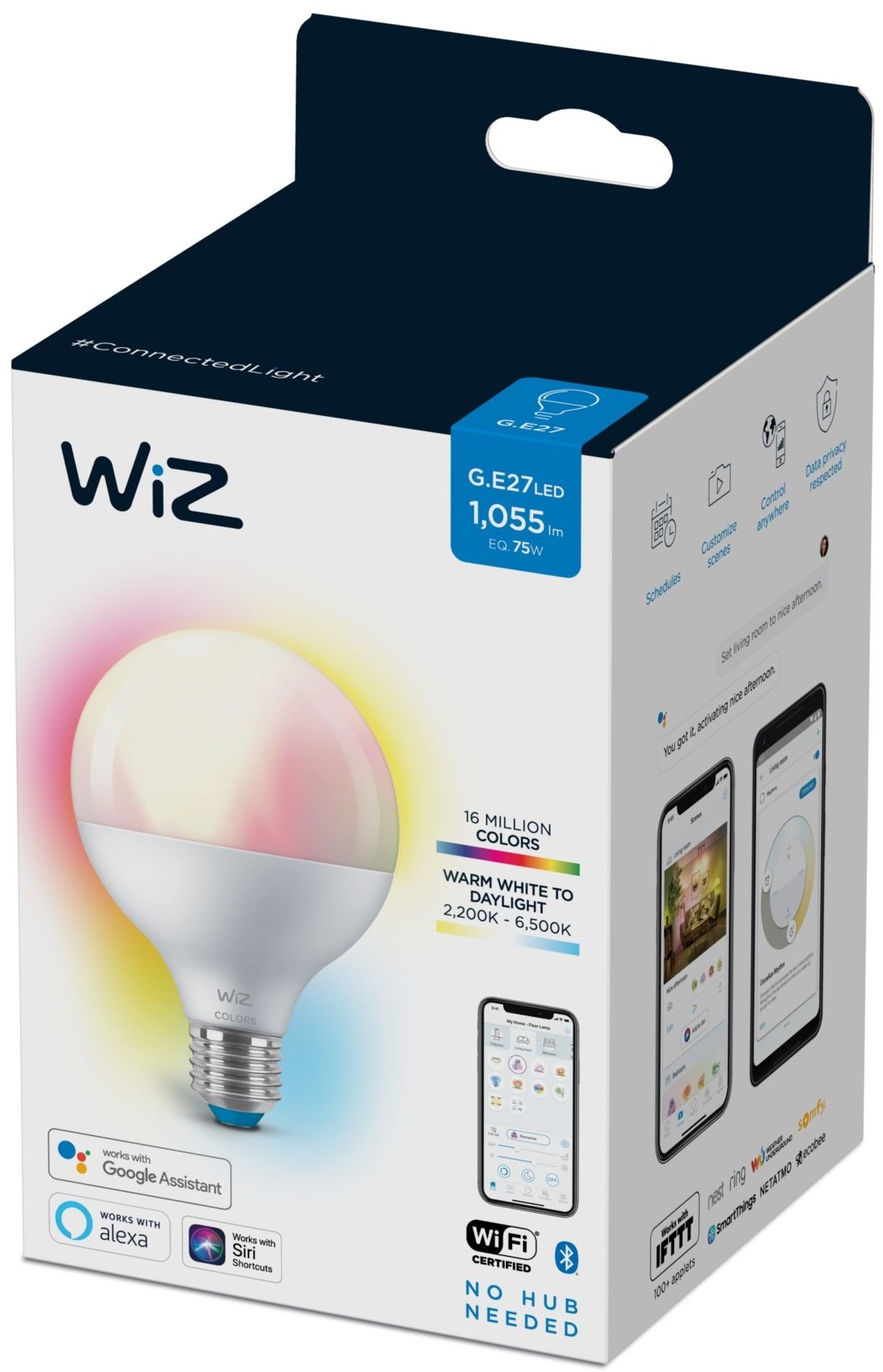 Розумна лампа WiZ E27 11W (75W 1055Lm) G95 2200-6500 RGB Wi-Fi Wi-Fi (929002383902)