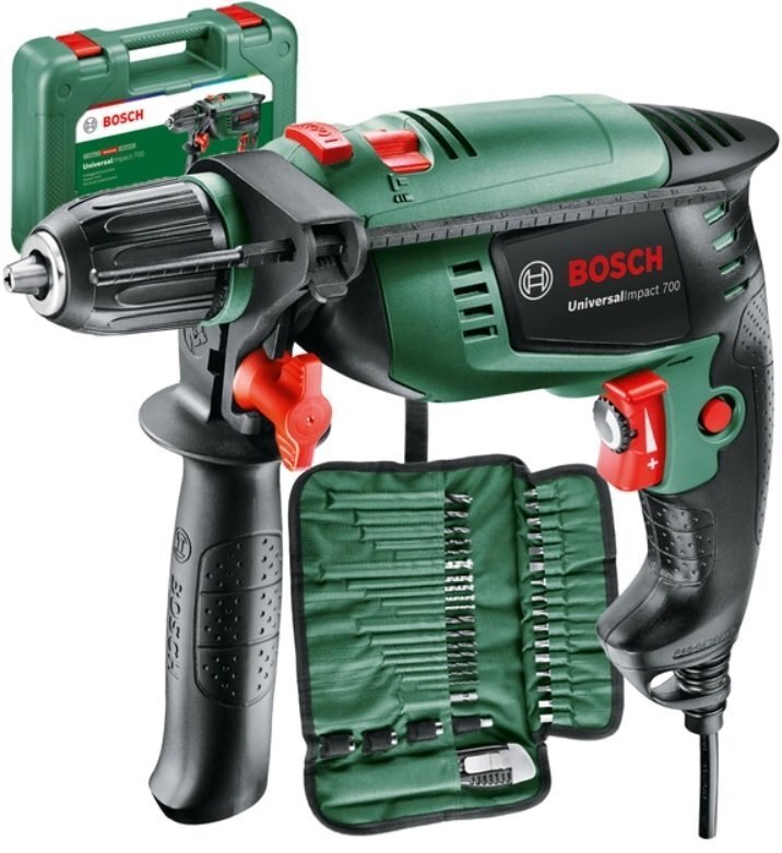 Дриль ударний Bosch Universal Impact 700 + набір свердл та біт (39 шт) (0.603.131.00A)