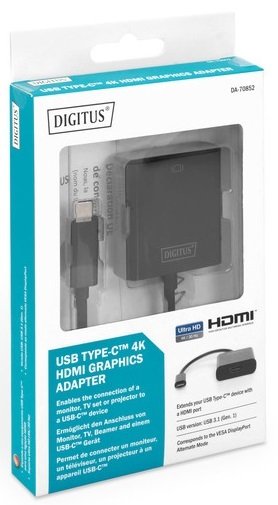 Перехідник DIGITUS USB-C на HDMA UHD 4K, M/F, 0.15 m (DA-70852)