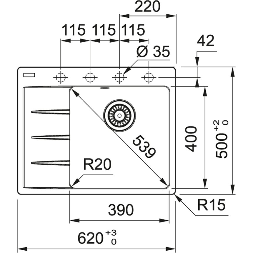 Кухонна мийка FRANKE CENTRO CNG 611-62 TL (114.0630.458)