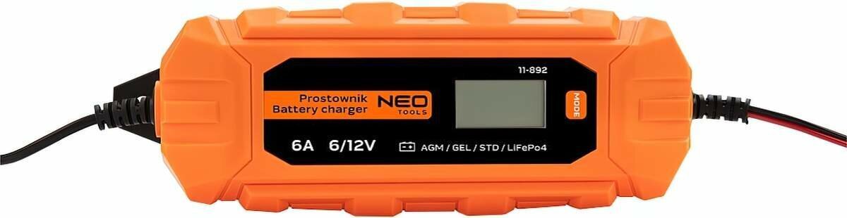 Зарядний пристрій автоматичний Neo Tools, 6/12V 6А 3-150Ah STD/AGM/GEL/LiFePo4 (11-892)