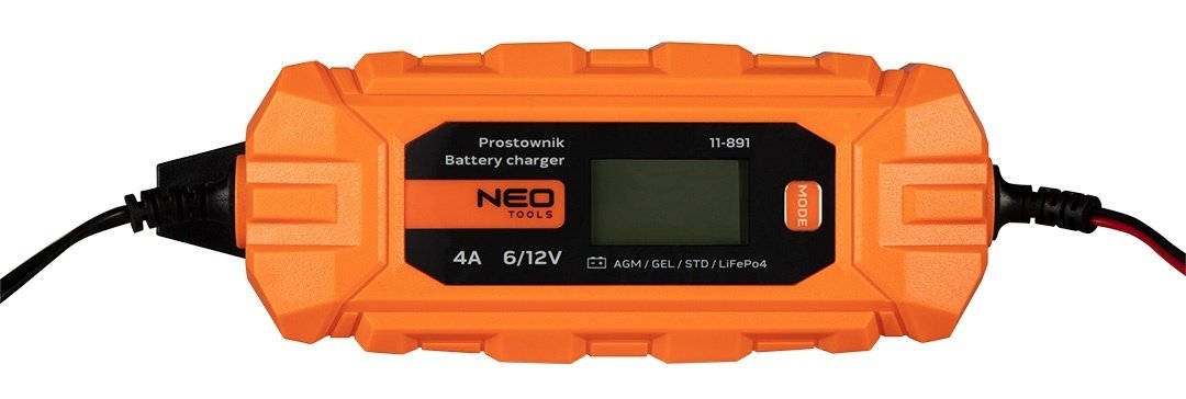 Зарядний пристрій автоматичний Neo Tools, 6-12V 4A 3-120Ah STD/AGM/GEL/LiFePo4 (11-891)