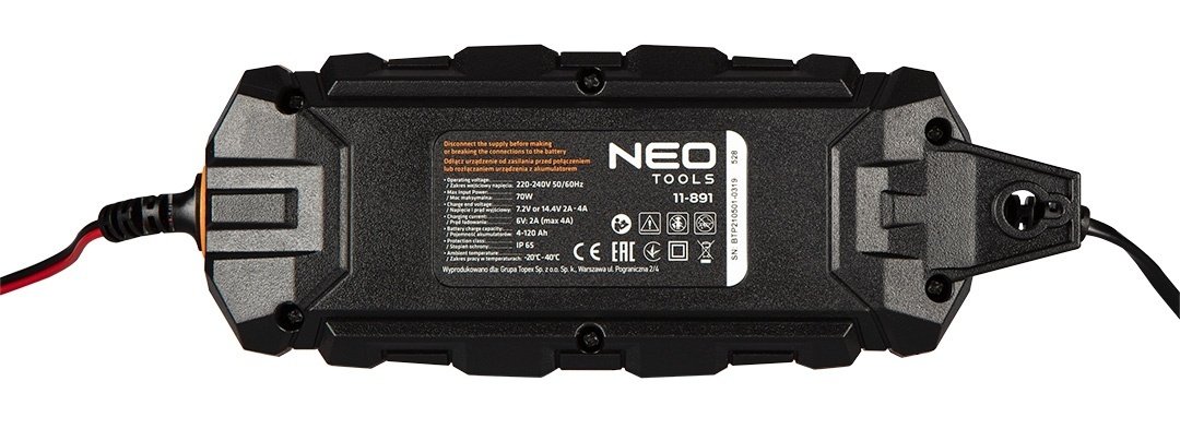 Зарядний пристрій автоматичний Neo Tools, 6-12V 4A 3-120Ah STD/AGM/GEL/LiFePo4 (11-891)