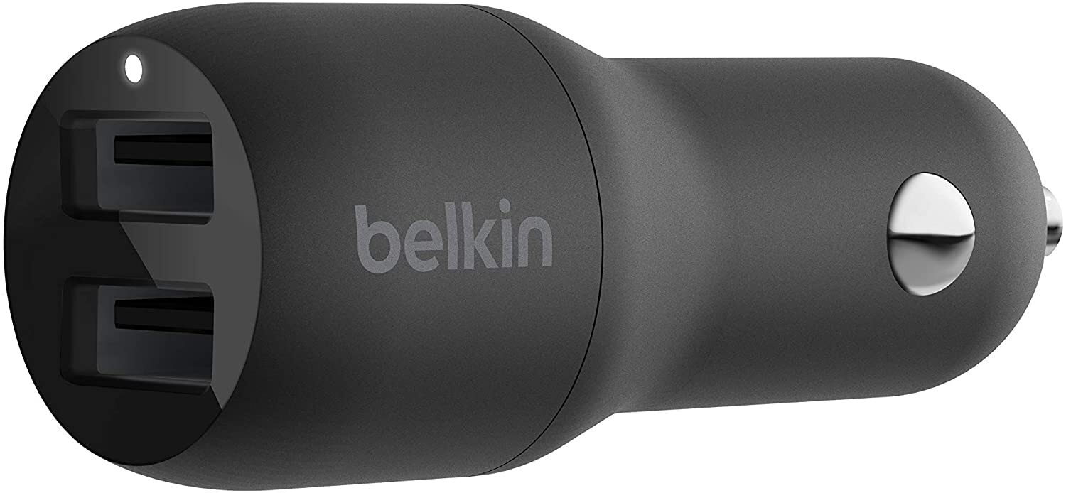 Автомобільний зарядний пристрій Belkin Car Charger 24W Dual 2*USB-A + cable USB-C 1m, black (CCE001BT1MBK)