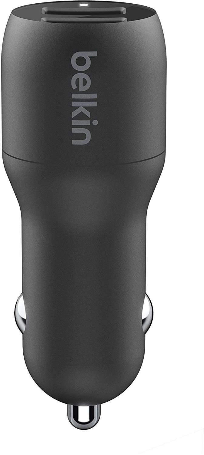 Автомобільний зарядний пристрій Belkin Car Charger 24W Dual 2*USB-A + cable USB-C 1m, black (CCE001BT1MBK)