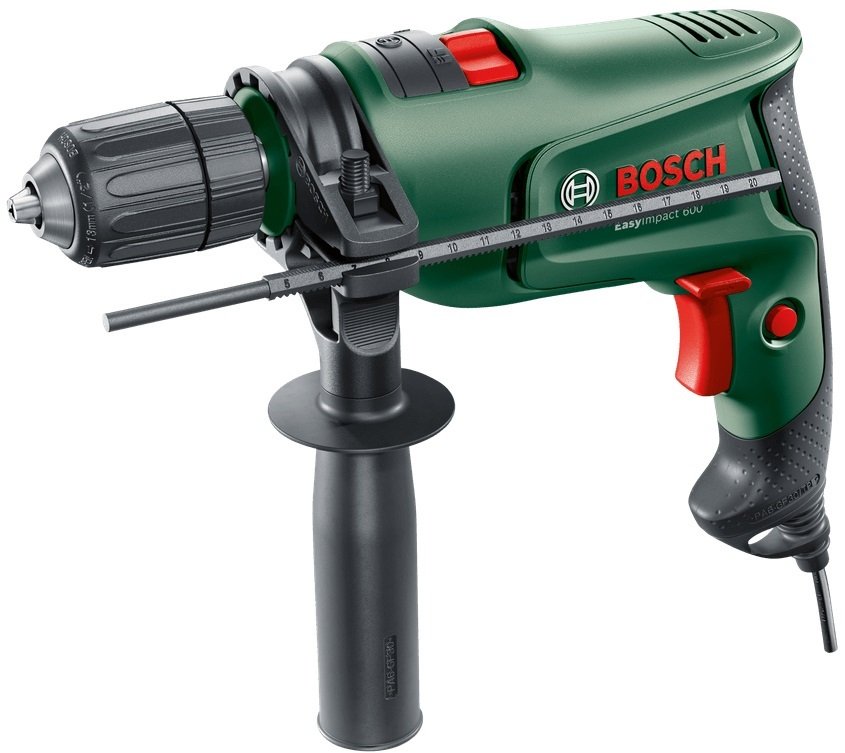 Дрель ударная Bosch EasyImpact 600, 600Вт, БЗУ, 3000 об/мин, 1.7 кг, кейс