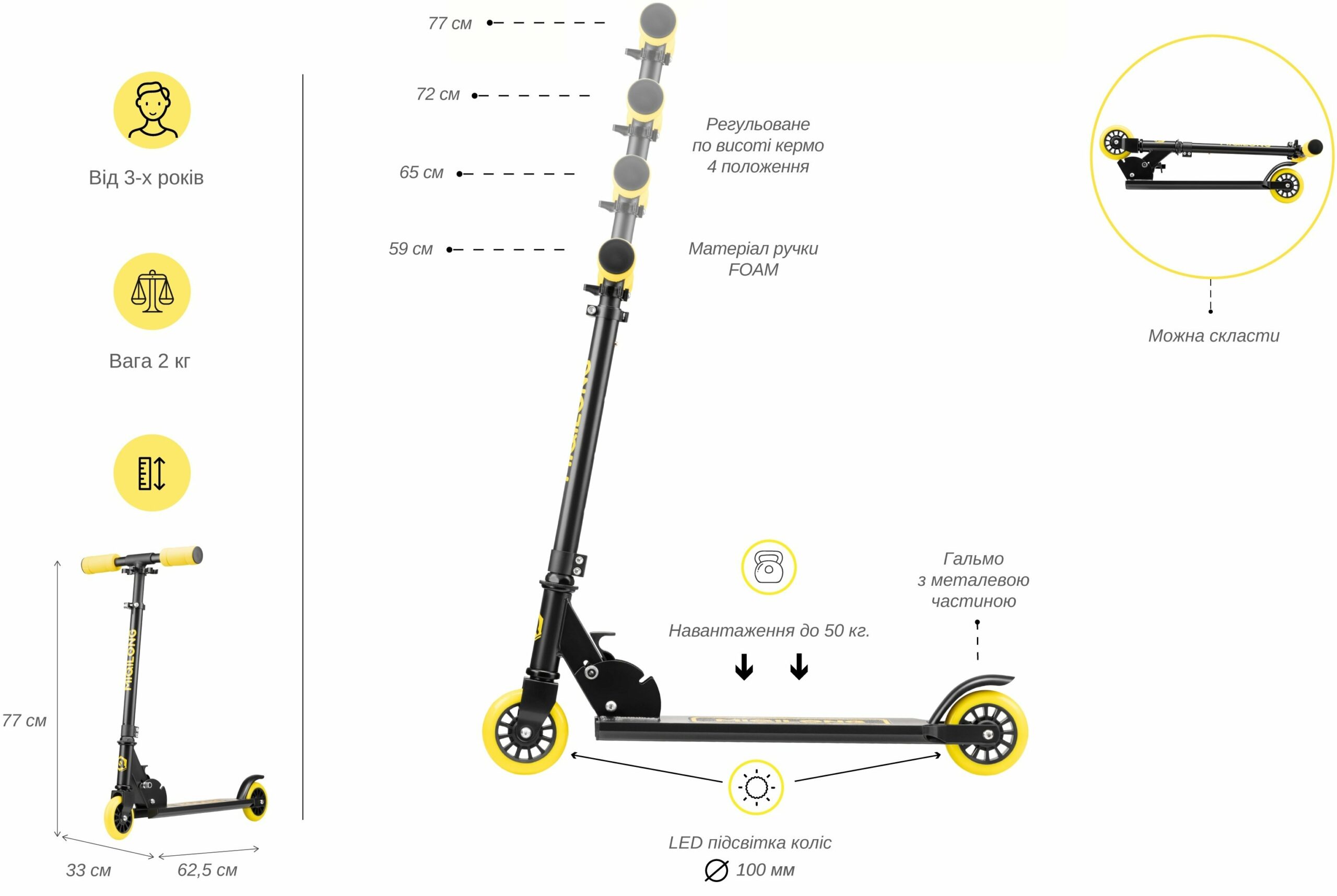 Самокат Miqilong Cart Чорний