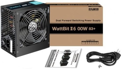 Блок питания Zalman Wattbit II 600-XEII (600W),220-230 VAC,83%,120мм,MB24,CPU(4+4),4xSATA,2xPCIe,3xMOLEX,OVP,UVP,SCP,OPP