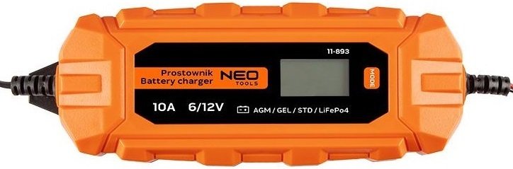 Зарядний пристрій Neo Tools, 6/12V 10А 3-200Ah для STD/AGM/GEL/LiFePo4 (11-893)