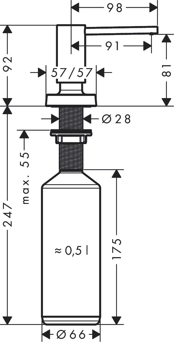 Дозатор для моющих средств Hansgrohe A71 500мл (40468800)