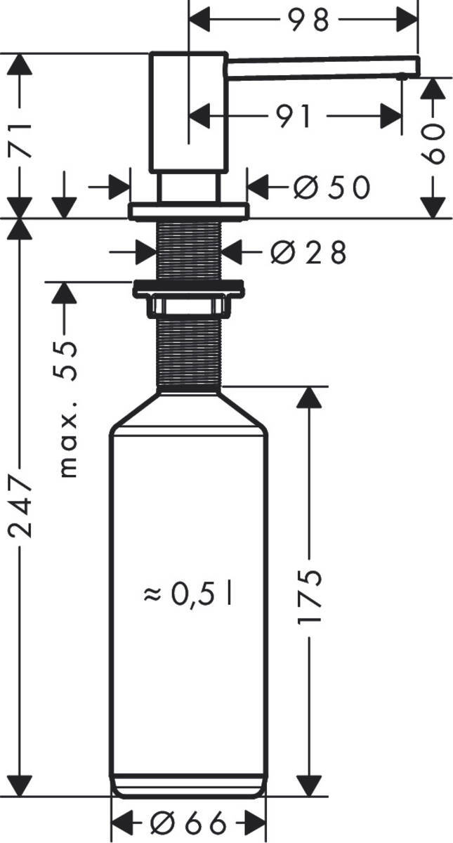 Дозатор для моющих средств Hansgrohe A41 500мл (40438340)