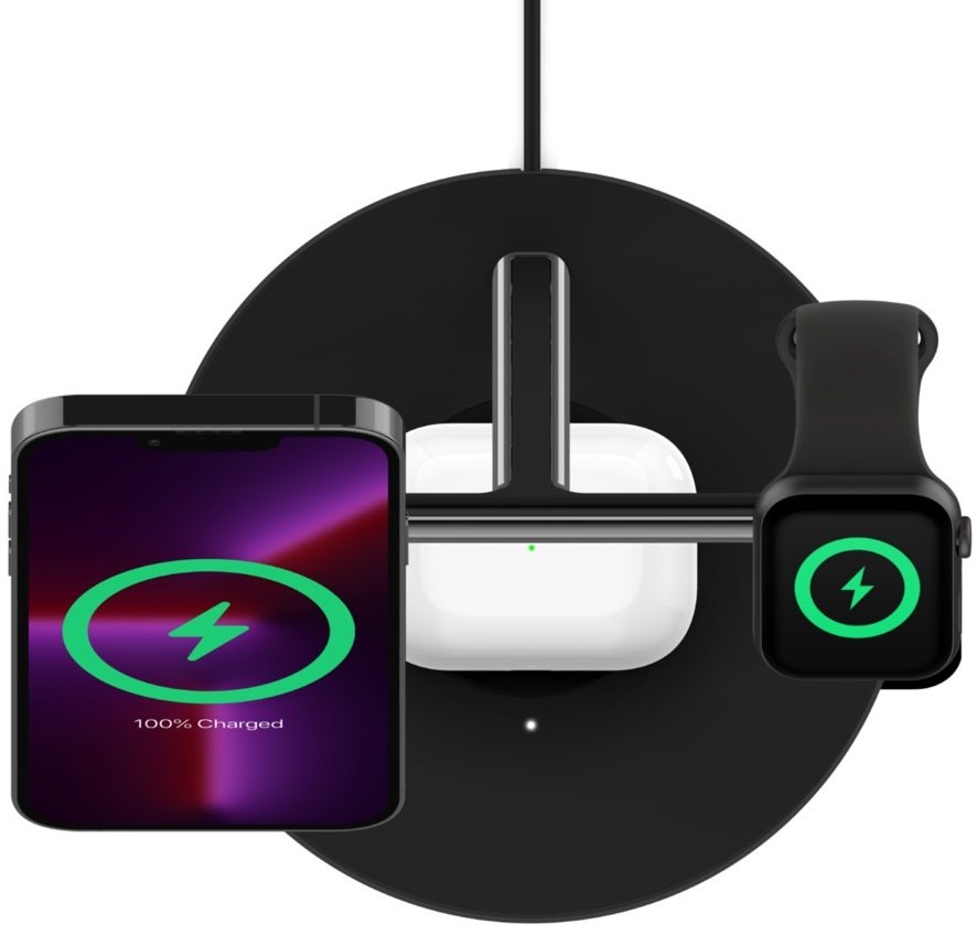 Бездротовий зарядний пристрій Belkin 3in1 MagSafe iPhone Wireless Charger Black (WIZ017VFBK)