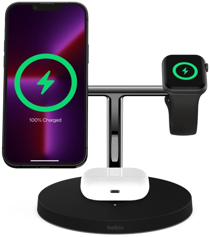 Бездротовий зарядний пристрій Belkin 3in1 MagSafe iPhone Wireless Charger Black (WIZ017VFBK)