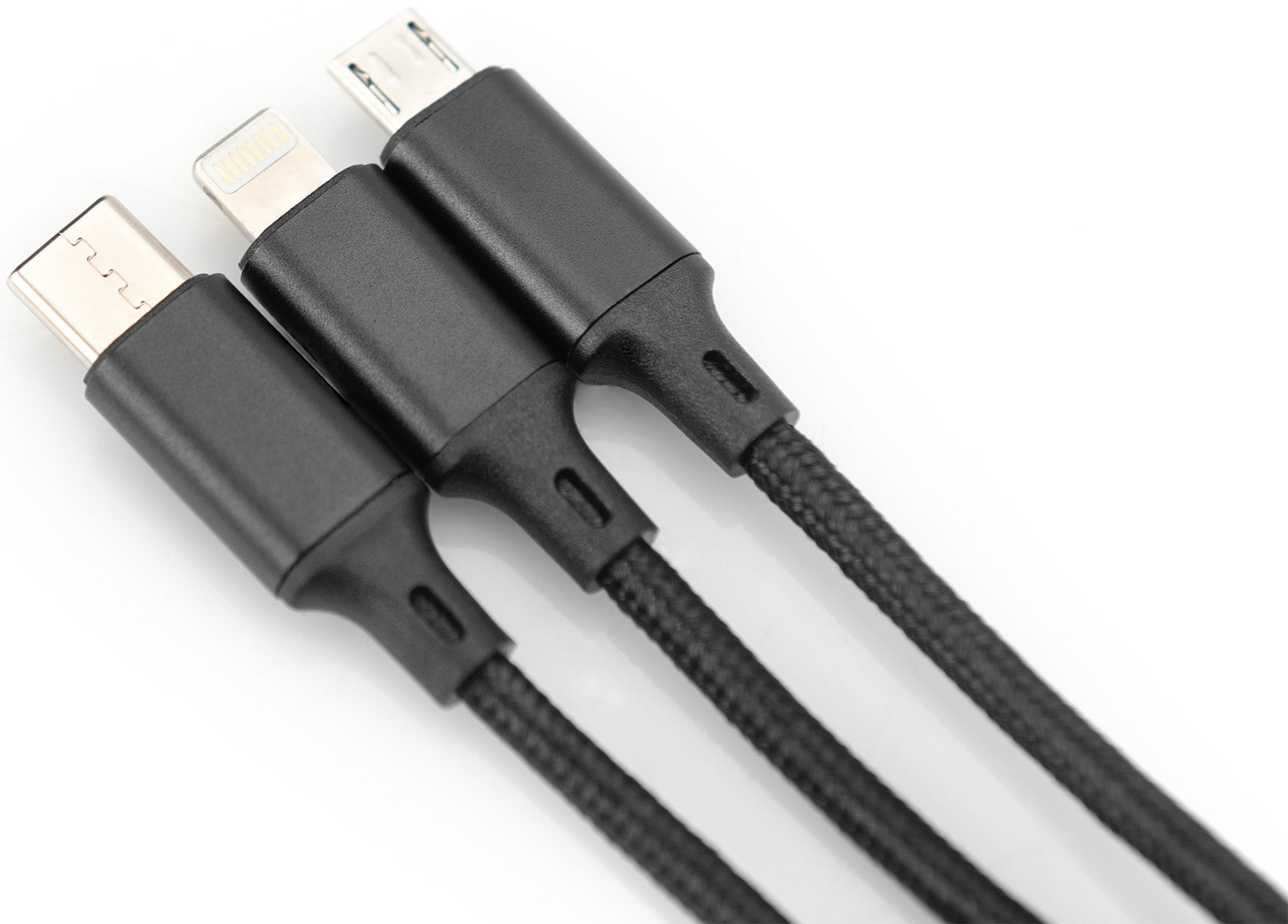 Кабель DIGITUS 3in1 USB-А – Type-C + microUSB + Lightning 1m Black (AK-300160-010-S)