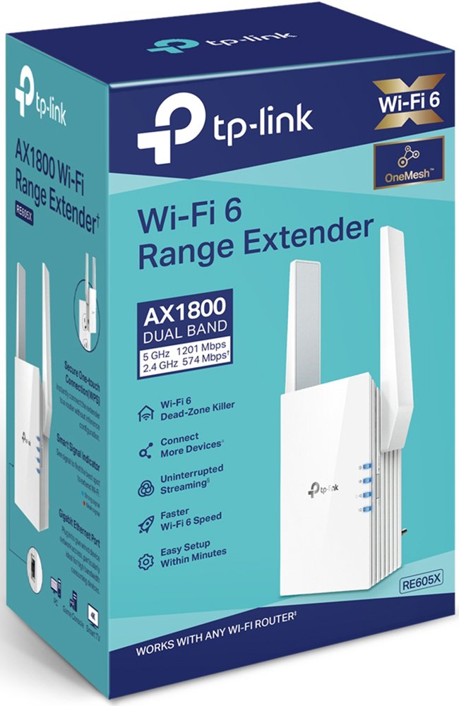 Повторювач Wi-Fi сигналу TP-LINK RE605X AX1800 1хGE ext. ant x2 MESH