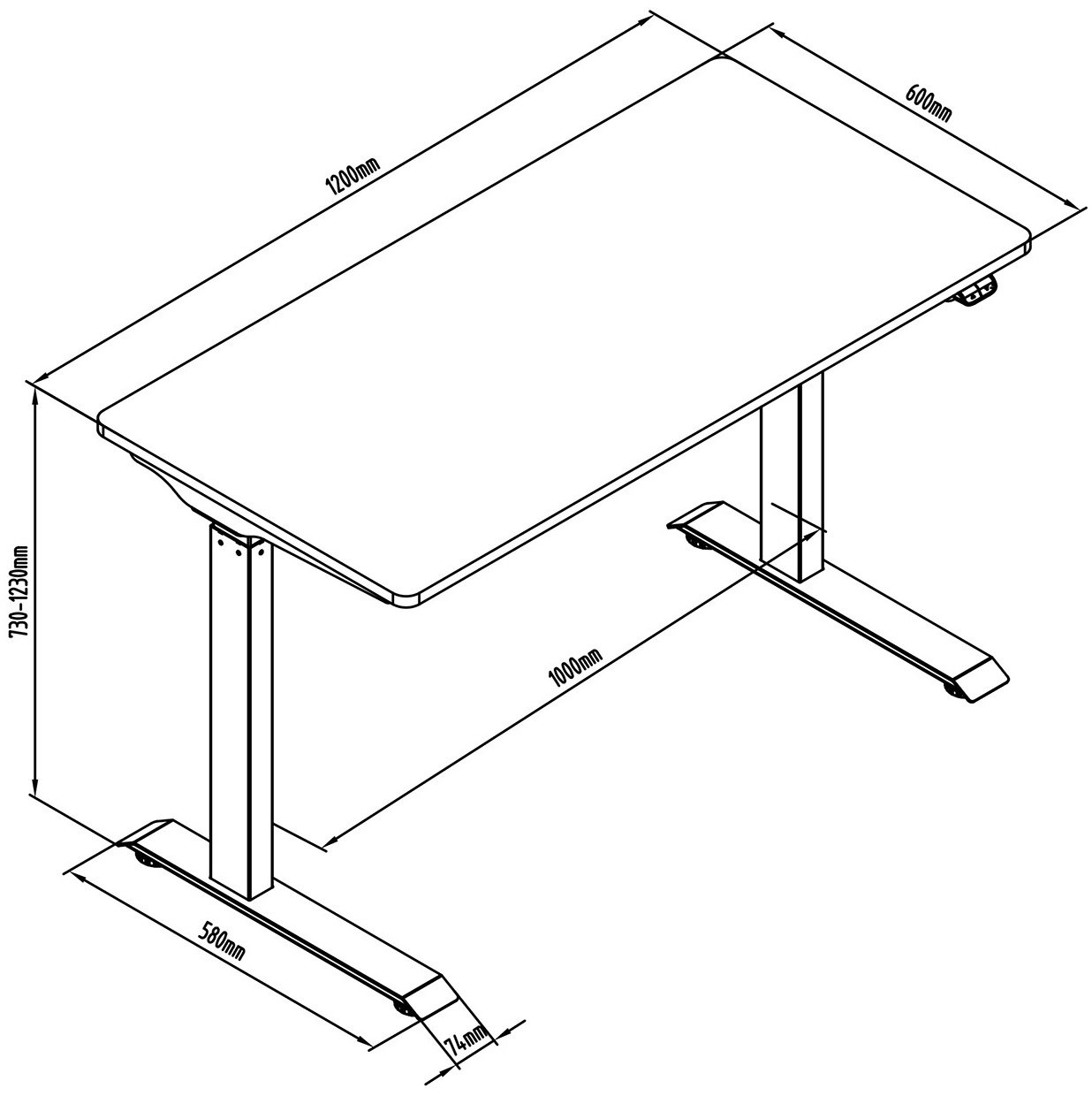 Стол DIGITUS Electric Height Adjustable 73-123cm white (DA-90407)