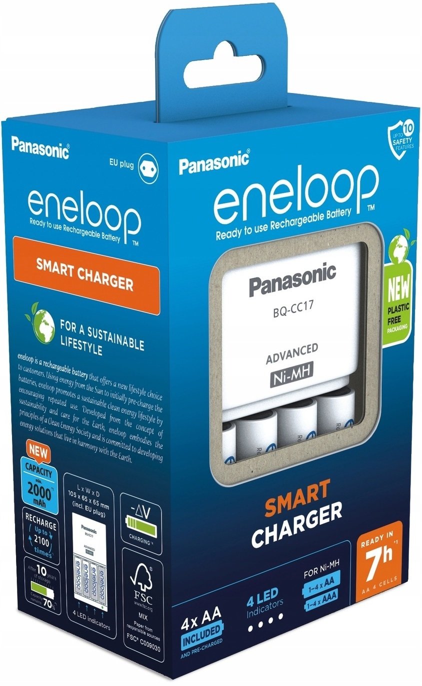 Зарядний пристрій Panasonic Advanced Charger+ Акумулятор Eneloop NI-MH AA 2000 мАг, 4 шт. (K-KJ17MCD40E)