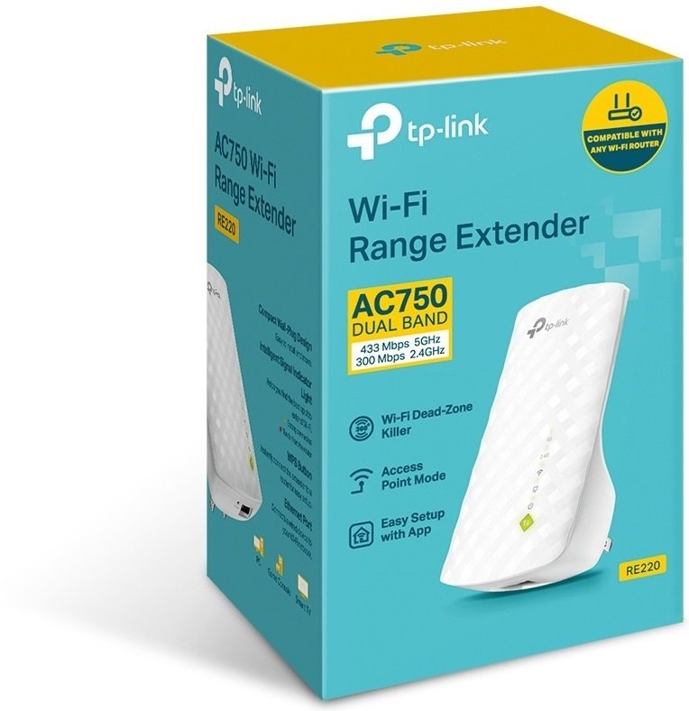 Повторювач Wi-Fi сигналу TP-LINK RE220 AC750 1xFE LAN