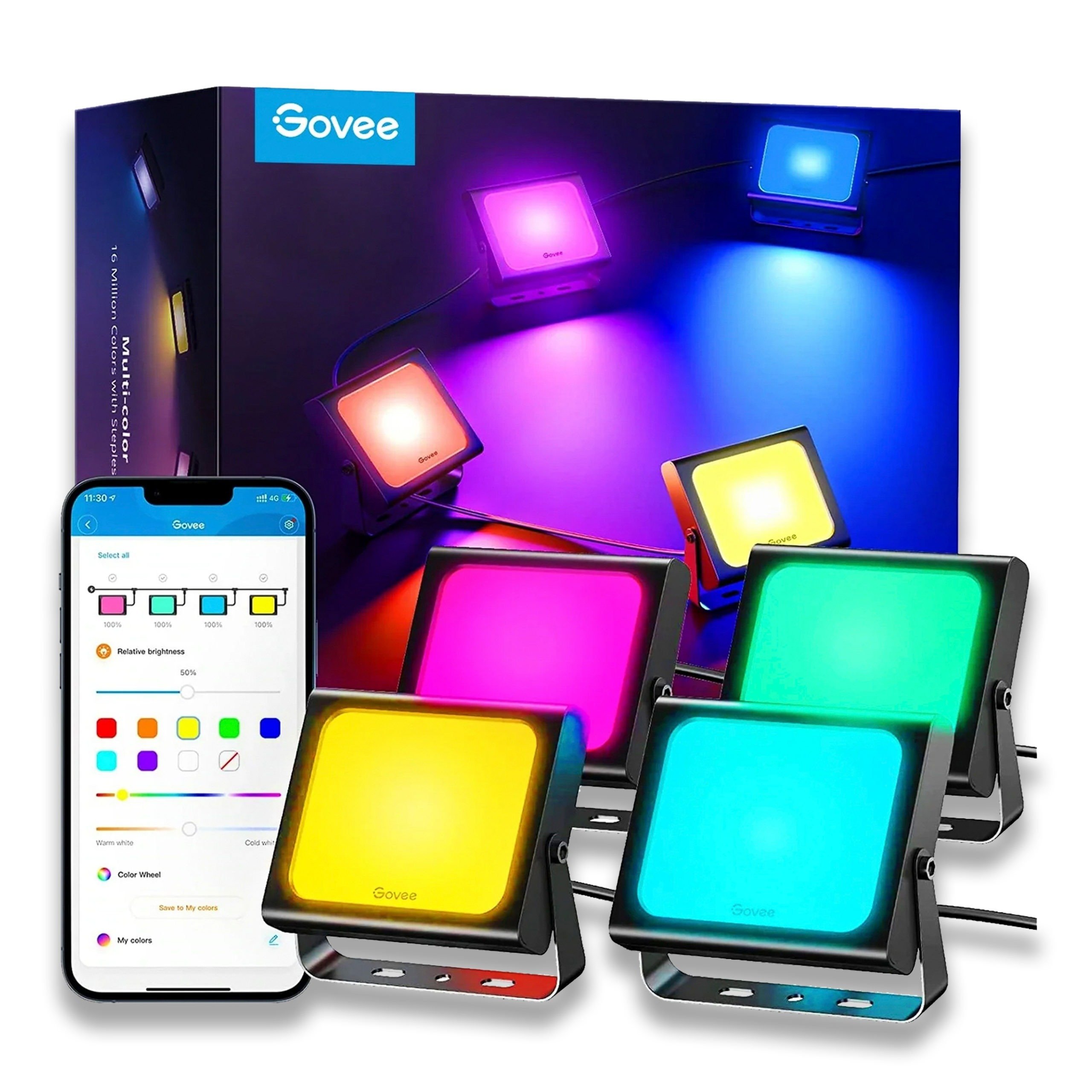 Набір настінних світильників Govee H7060 RGBICWW LED Smart Flood Lights Чорний (H7060311)