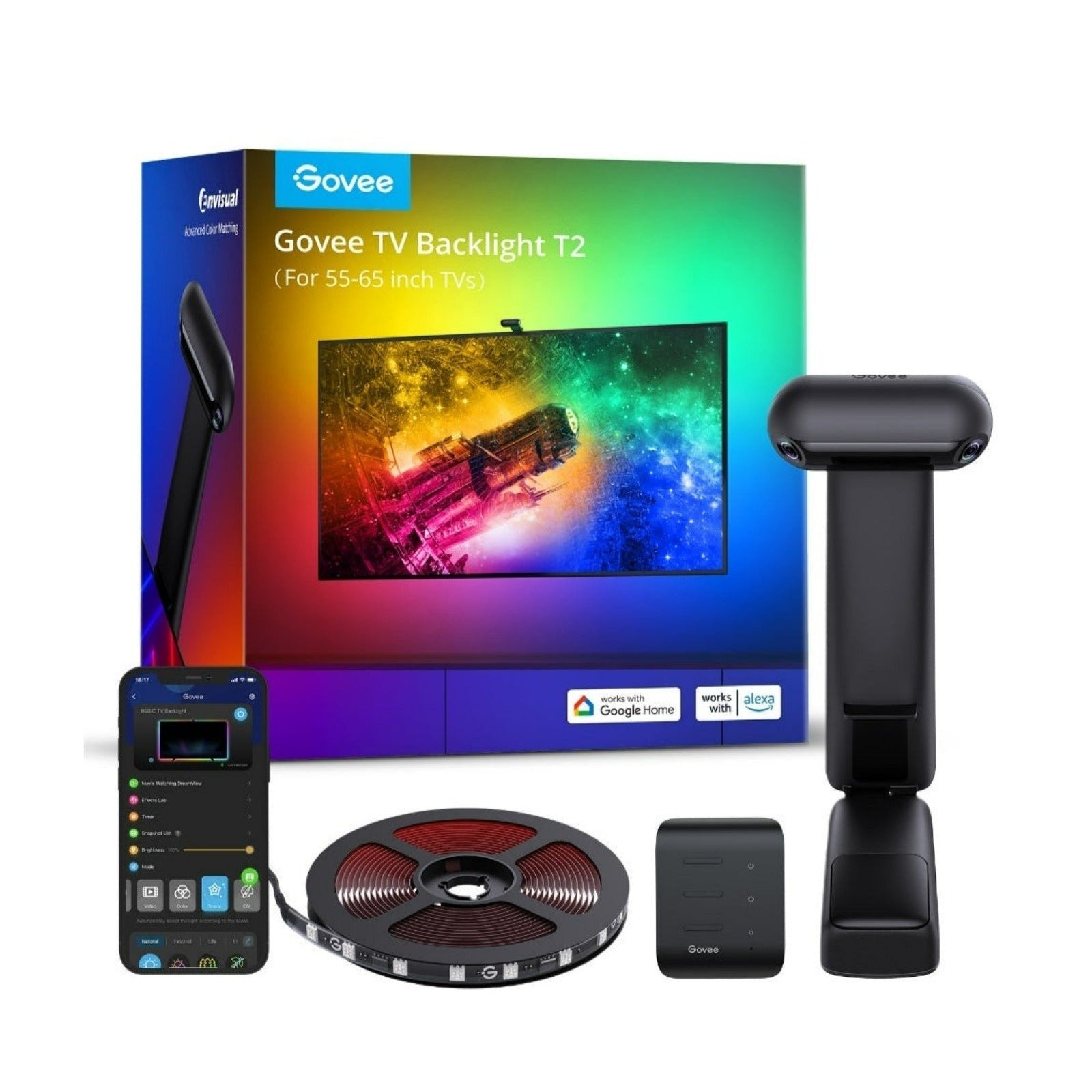 Набір адаптивного підсвічування Govee H605C Envisual TV Backlight T2 with Dual Cameras 55-65`` RGB Чорний (H605C311)