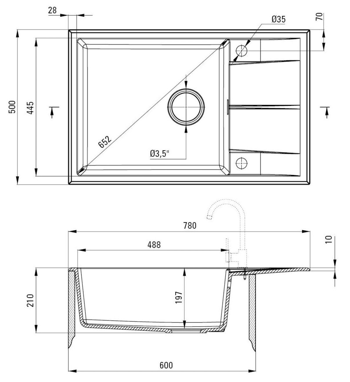 Гранитная кухонная мойка Deante ERIDAN (ZQE_T11B)