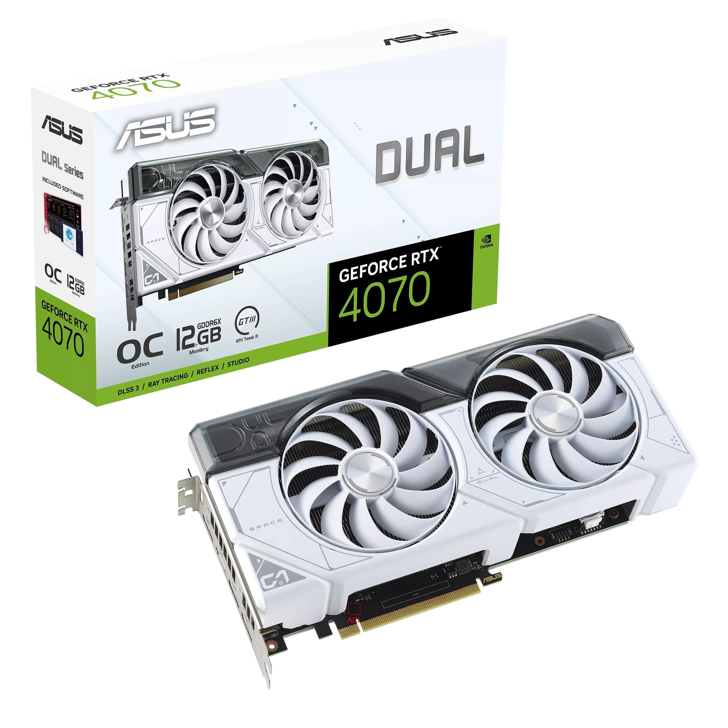 Відеокарта ASUS GeForce RTX 4070 12GB GDDR6X DUAL-RTX4070-O12G-WHITE (90YV0IZ4-M0NA00)