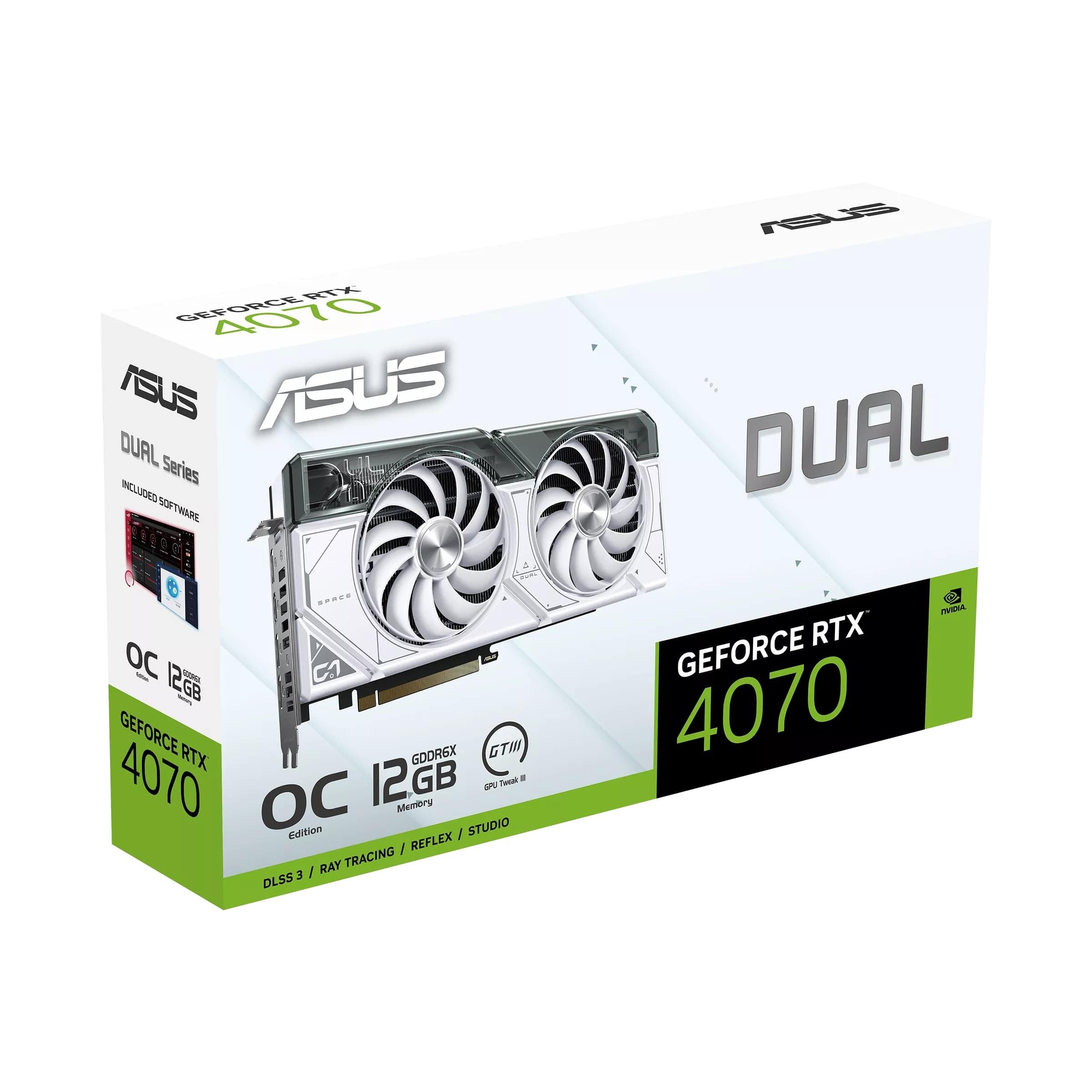 Відеокарта ASUS GeForce RTX 4070 12GB GDDR6X DUAL-RTX4070-O12G-WHITE (90YV0IZ4-M0NA00)