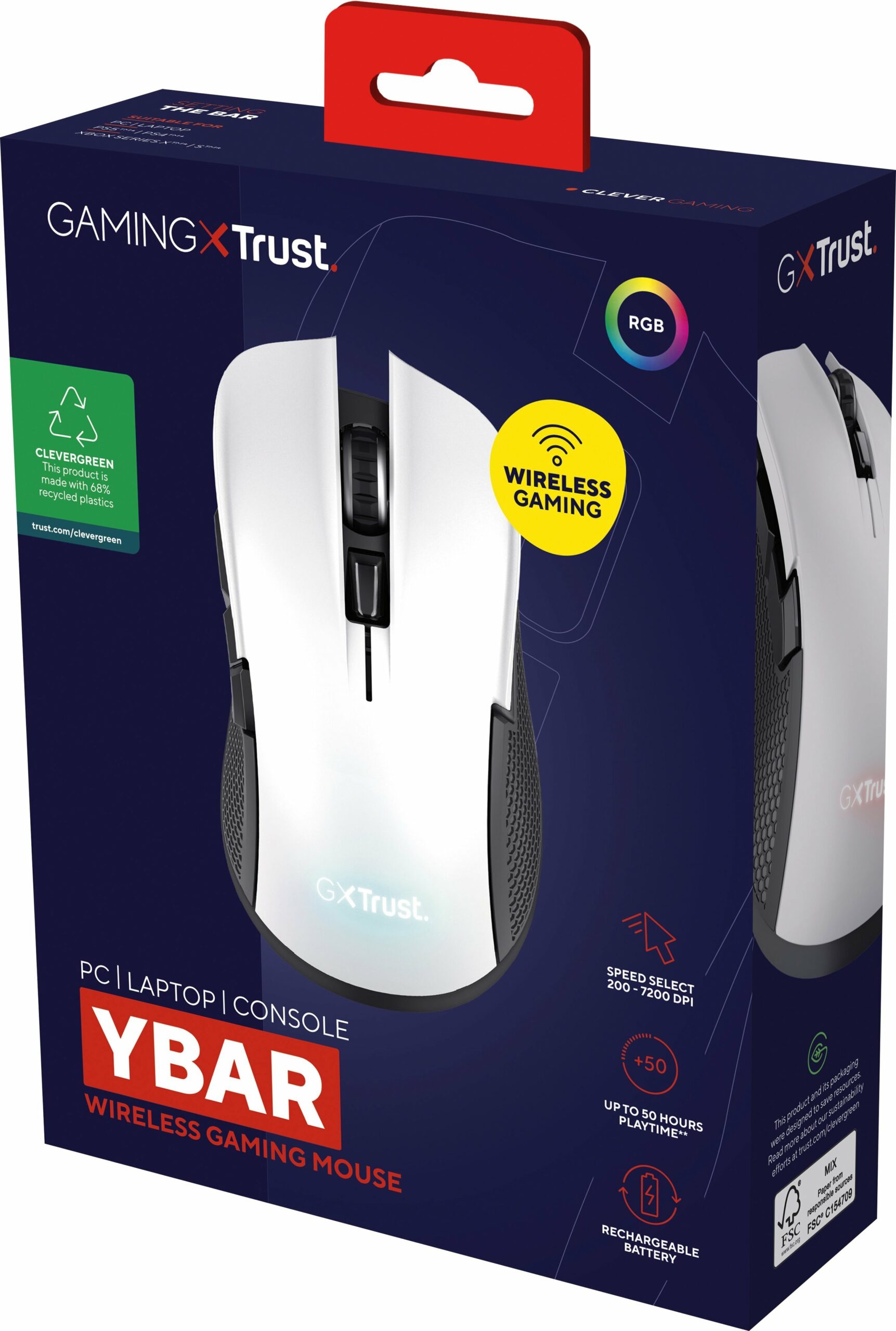 Ігрова миша Trust GXT 923 YBAR Wireless White (24889_TRUST)