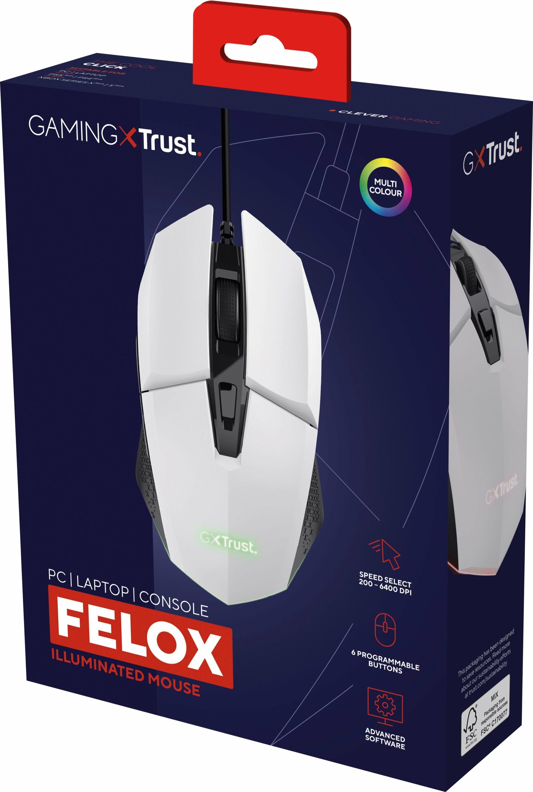 Ігрова миша Trust GXT 109 FELOX RGB White (25066_TRUST)