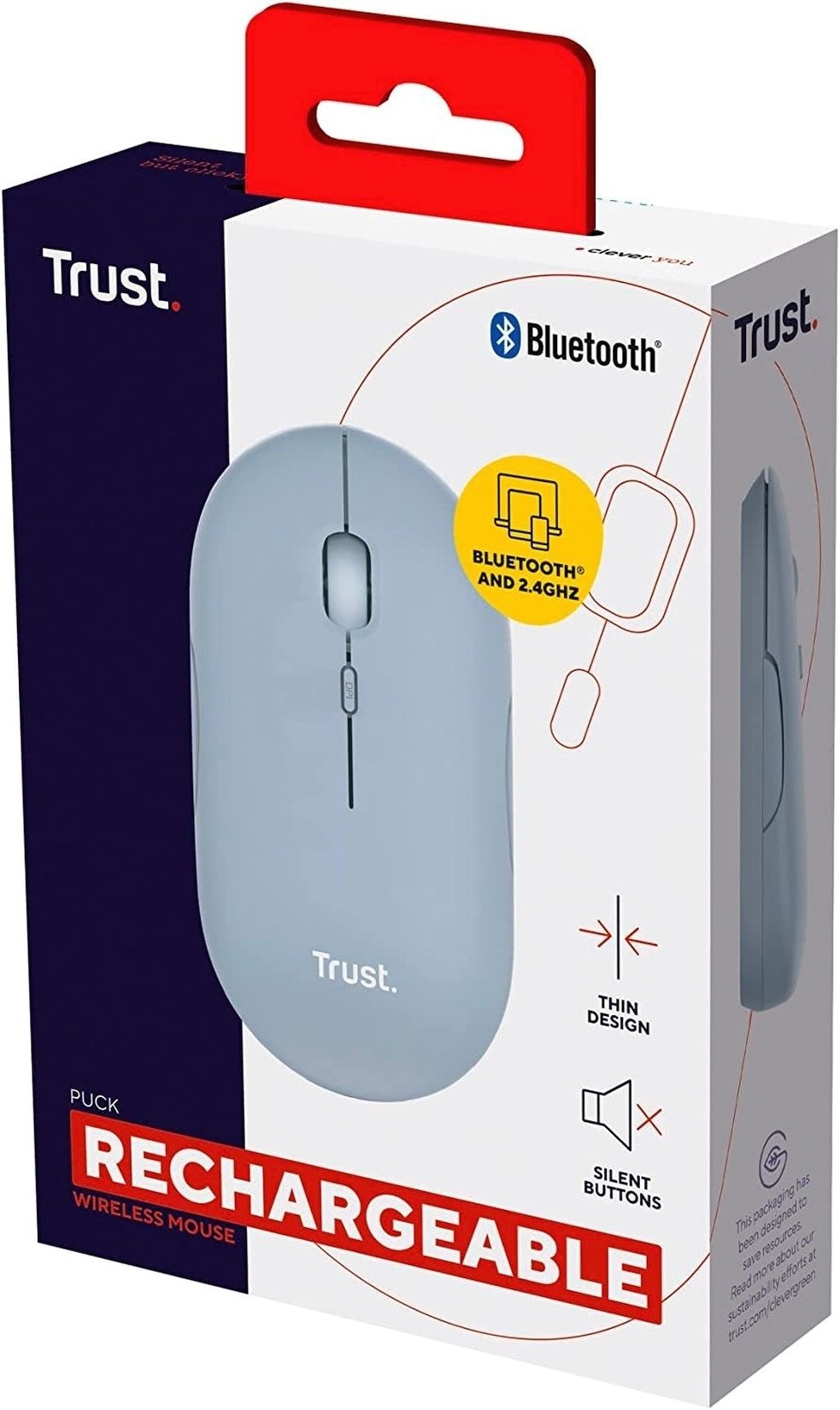 Мышь Trust Puck Rechargeable Ultra-Thin BT WL Silent Blue (24126_TRUST)