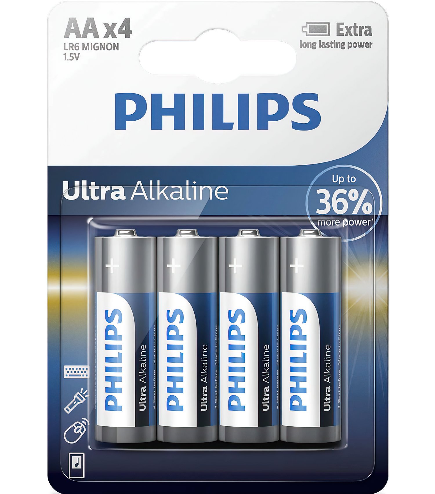 Батарейка Philips Ultra Alkaline AA BLI 4 (LR6E4B/10)